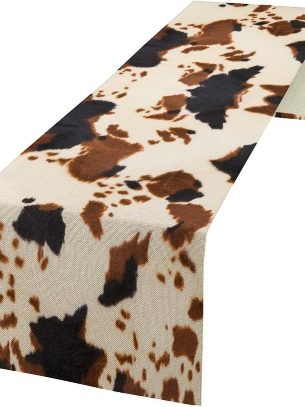 Vintage Cow Skin Print Table Runner, Rustic Cottage Country Farmhouse Western St